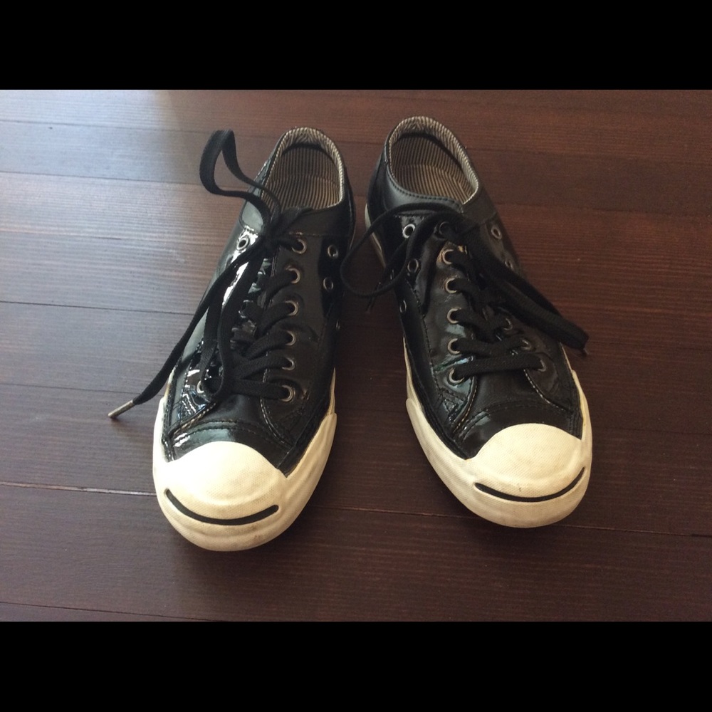 Jack Purcell Black Leather Converse Women 7.5 EUC